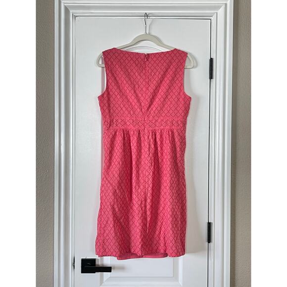 Maggy London Coral Eyelet V Neck A Line Dress Size 12 - Picture 5 of 9